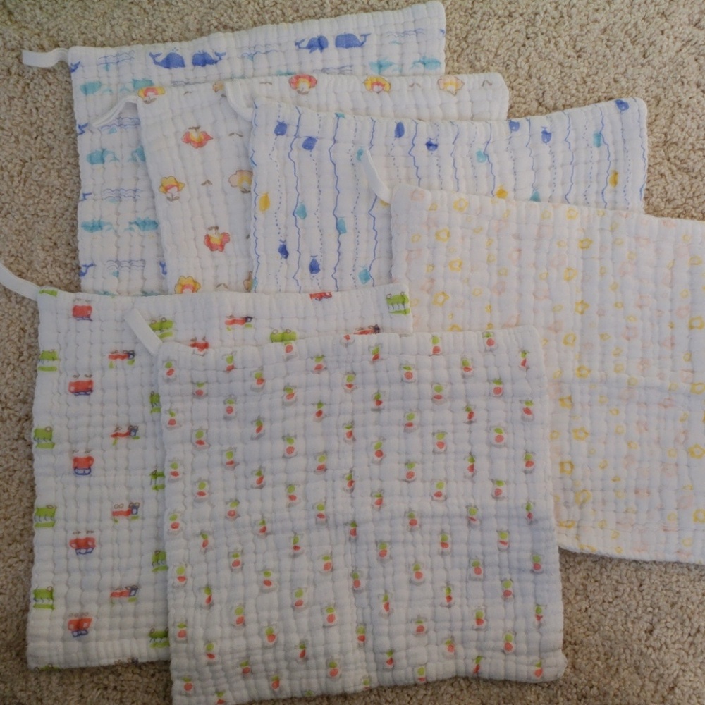 6 super soft muslin wash clothes